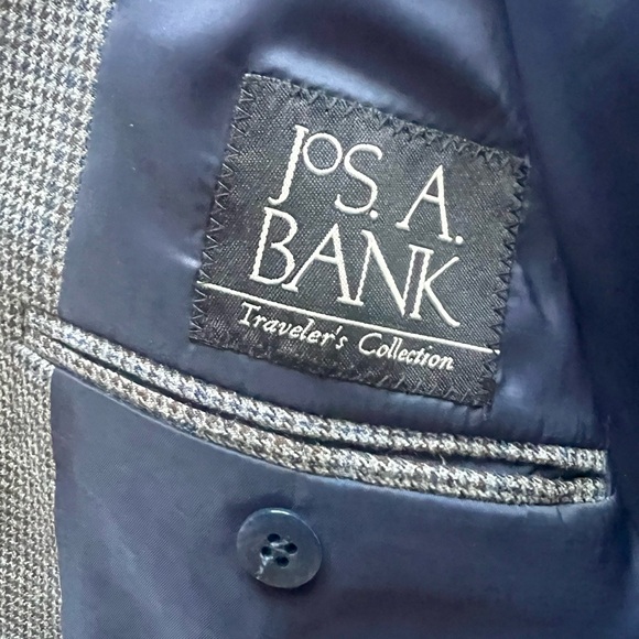 Jos. A. Bank Traveler Collection 43L Blazer Sport Coat Gray Check - Picture 2 of 7